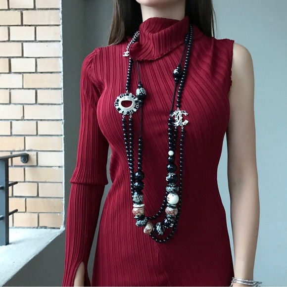 Esteban Cortazar Asymmetric one-shoulder ribbed stretch-knit dress ruffled XL - Picture 8 of 16